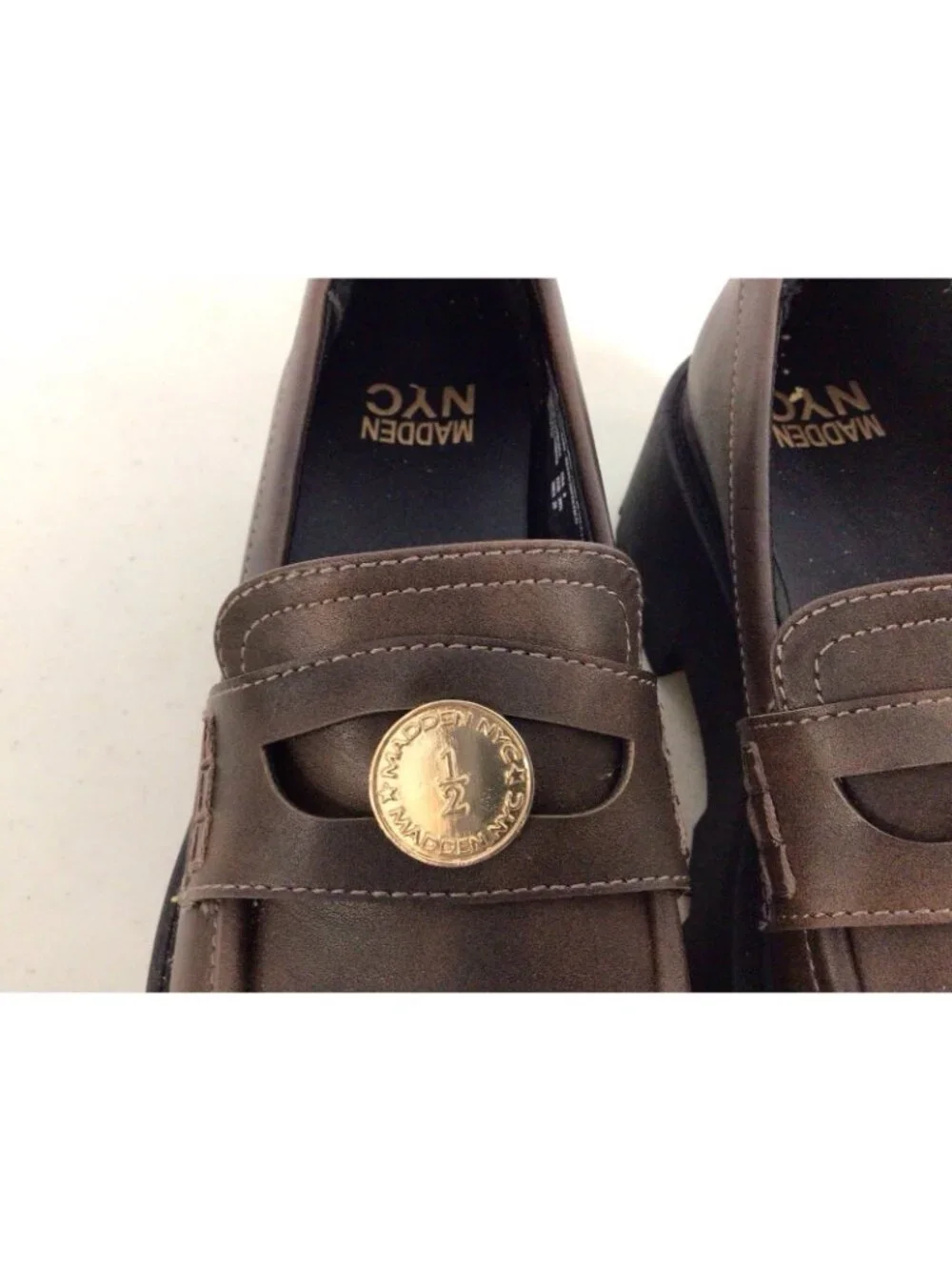 Madden NYC Chunky Loafers Platform Preppy Shoes Womens 8 New - Picture 4 of 7